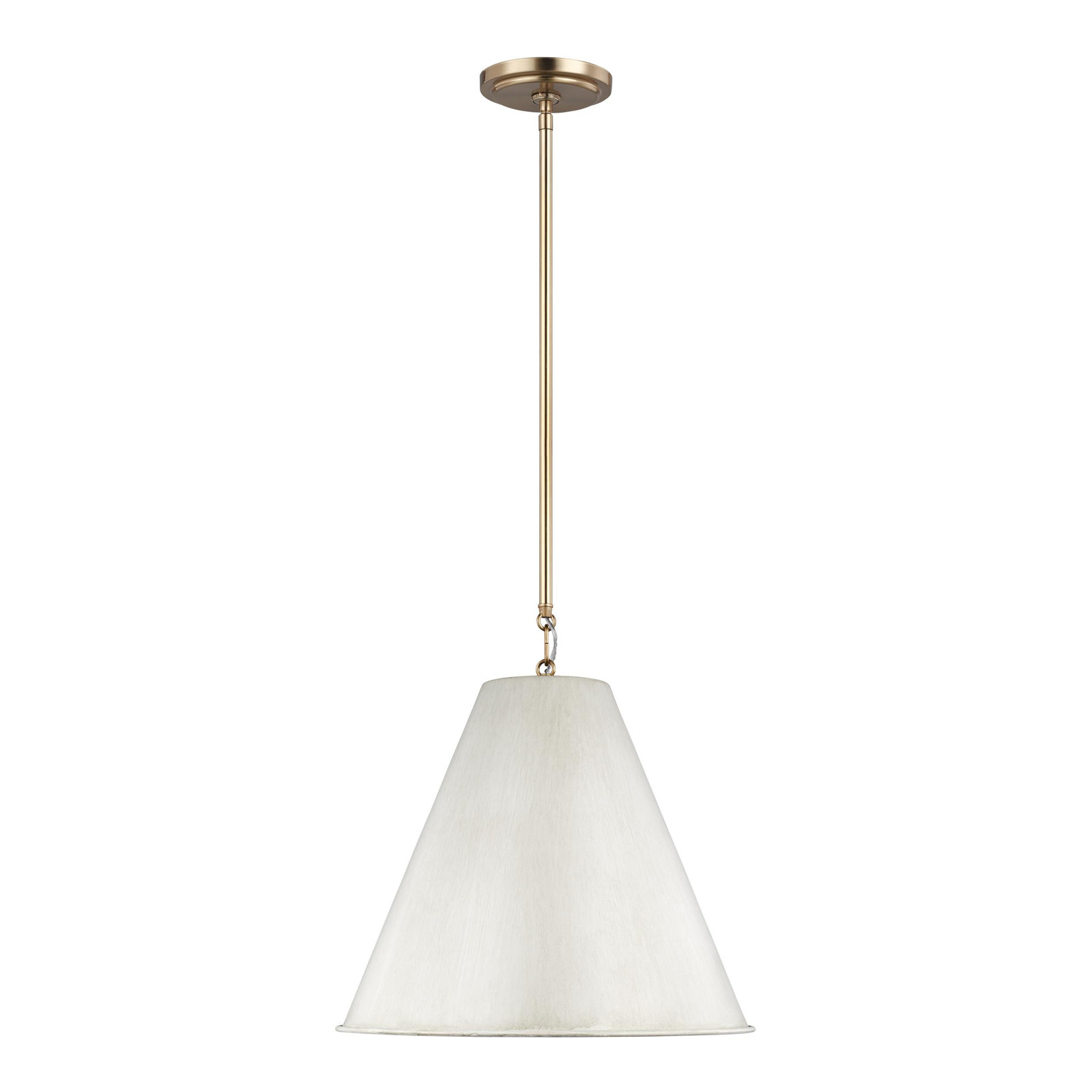 Camariae 1 - Light Single Cone Pendant, Satin Brass, Antique White