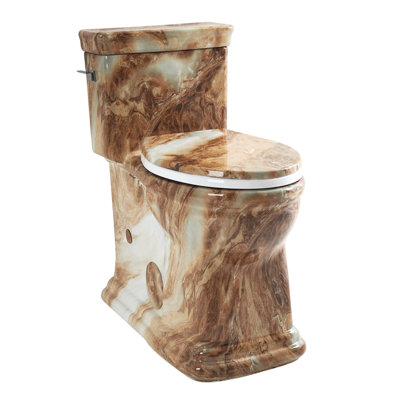 Los Flexi Amber Marble Veining 19" Tall Toilet, Retro Style One-Piece Toilet with Elongated Seat, Comfort Height, 1.28 GPF Swirl Flush, 12" Rough-In, 