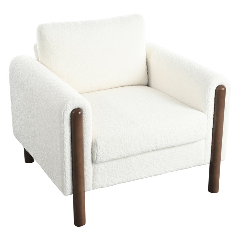 Chaise d'appoint surdimensionnée, élégance blanche: velours, pieds en noyer, White