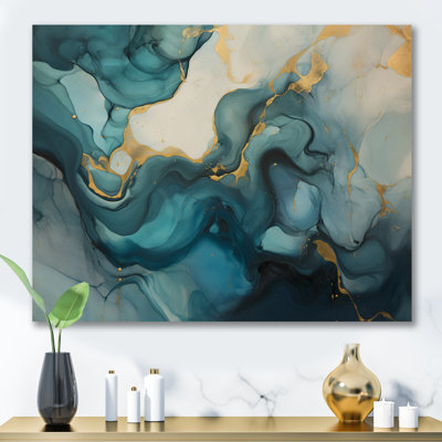 " Turquoise Gold Infused Marble V "