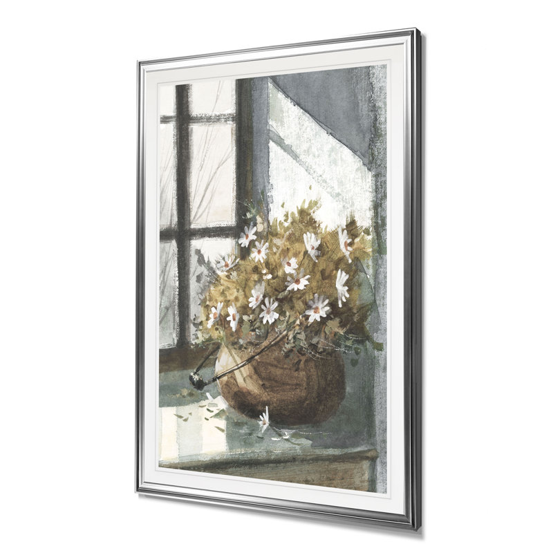 «Daisies in the Window», reproduction, H 24 po x l 20 po x P 1,5 po, Cadre argenté
