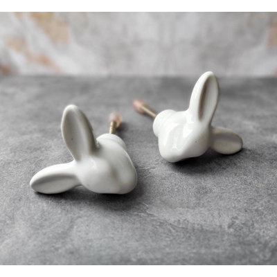 White Rabbit Ceramic Knob