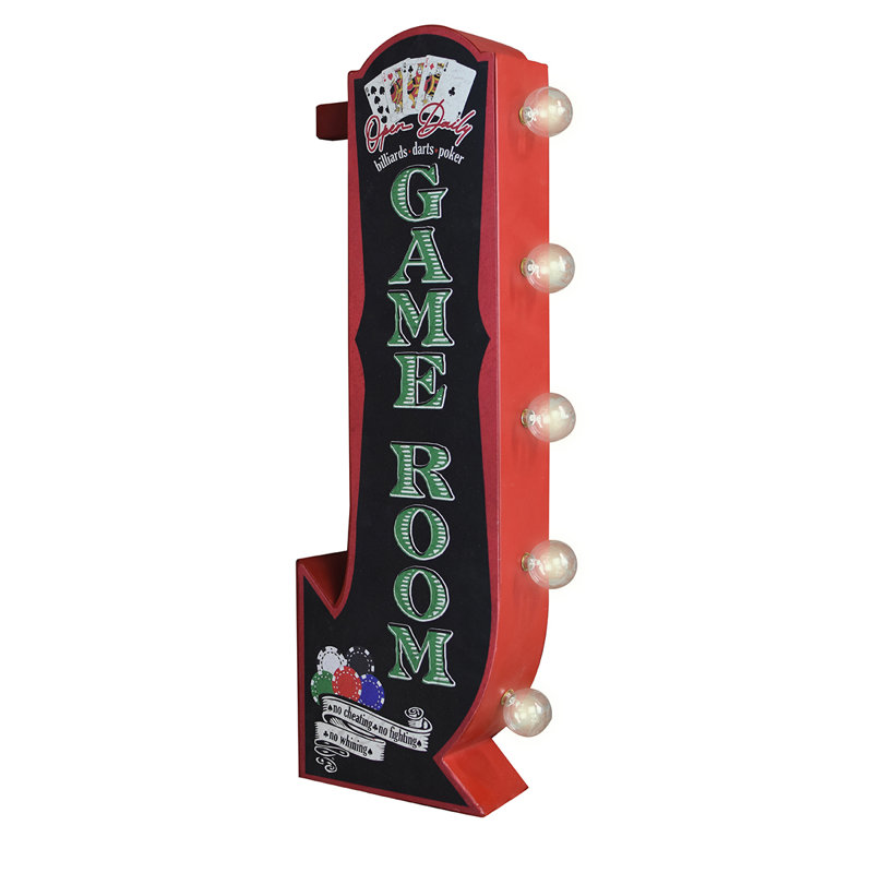 3D Marquee LED Light Up Game Room Arrow Sign Poker Chips Bar Man Cave Wall Decor 3D Marquee LED Light Up Game Room Arrow Sign Poker Chips Bar Man Cave Wall Decor