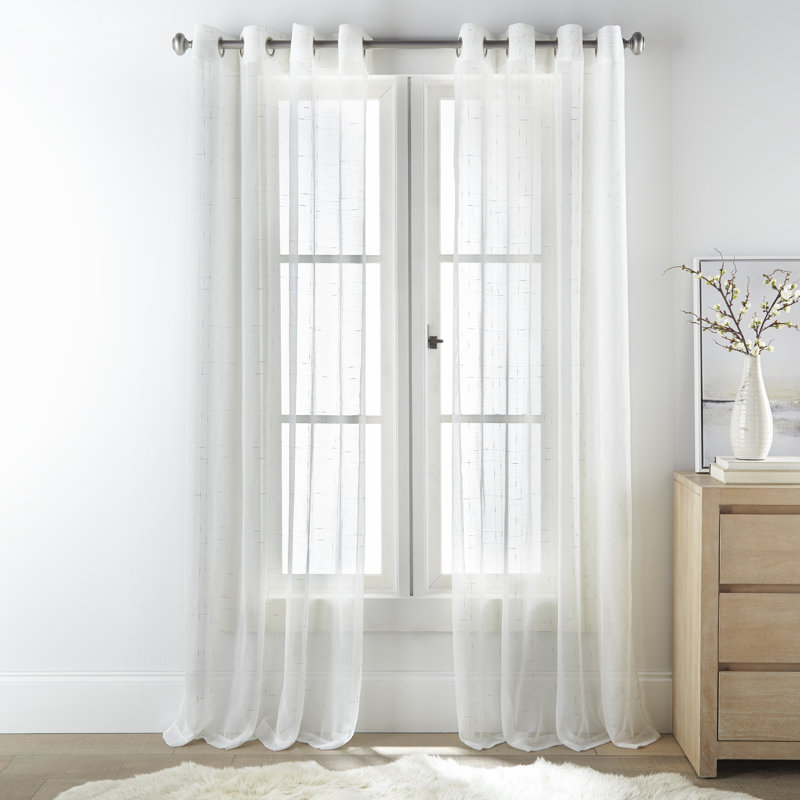 Paire de rideaux transparents Meilan, Blanc argenté, L 52 po x L 84 po