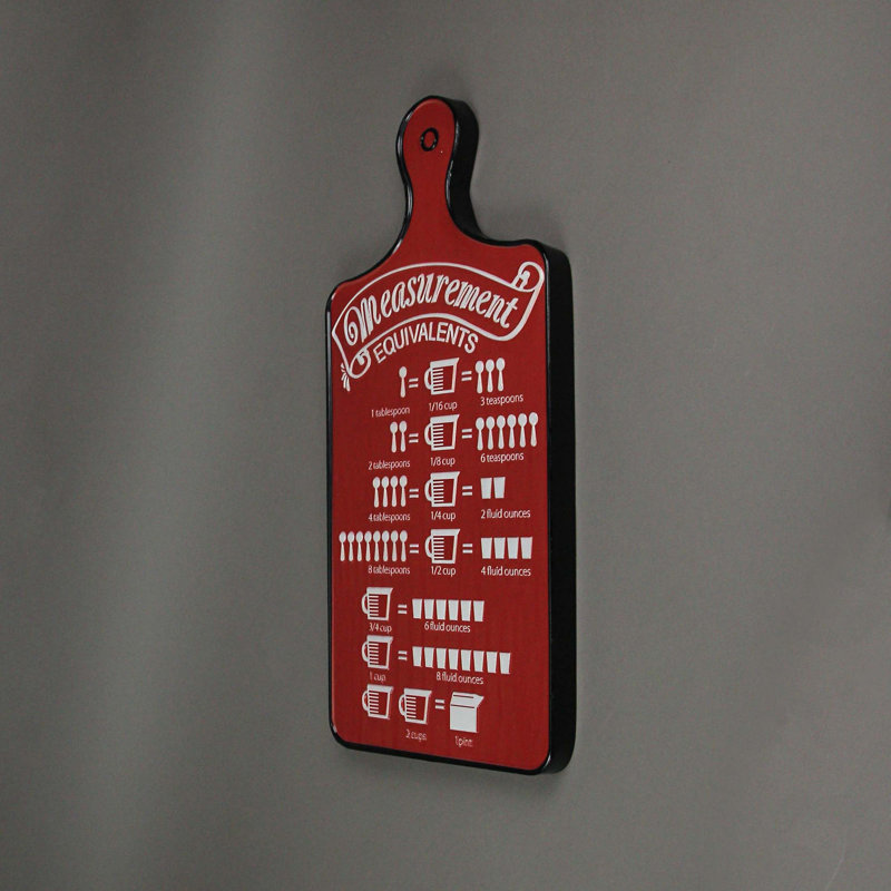 Planche à découper murale vintage en métal rouge et blanc, de style ferme, 56 cm de haut.