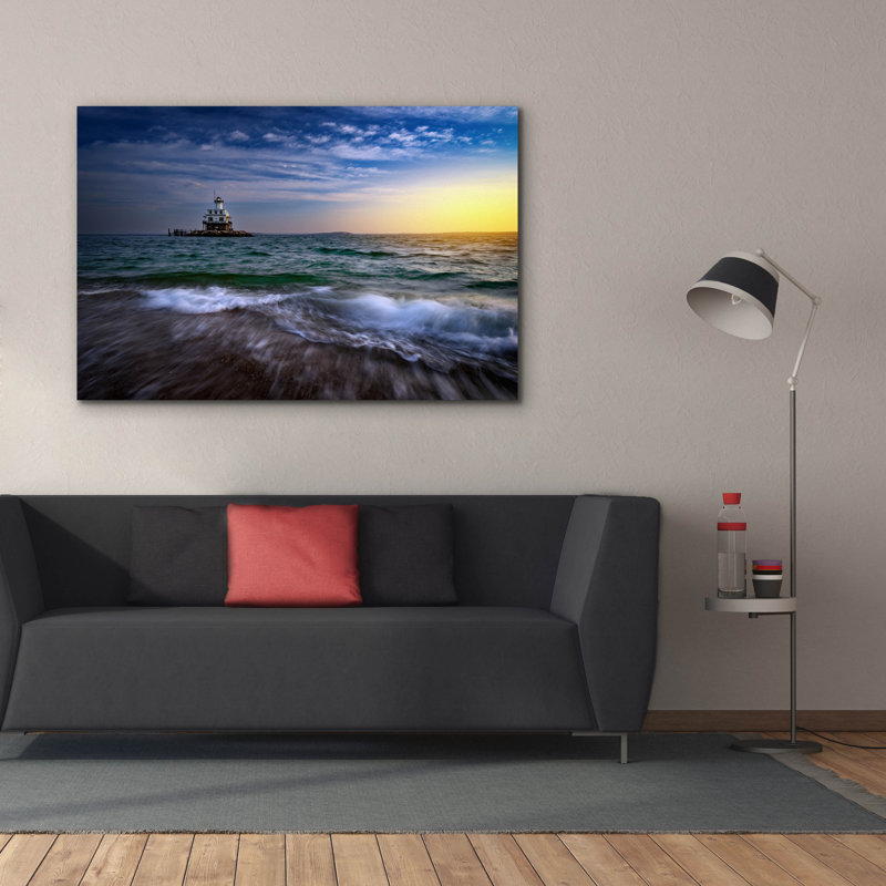 Epic Graffiti 'Long Beach Bar Lighthouse' by Rick Berk Canvas Wall Art