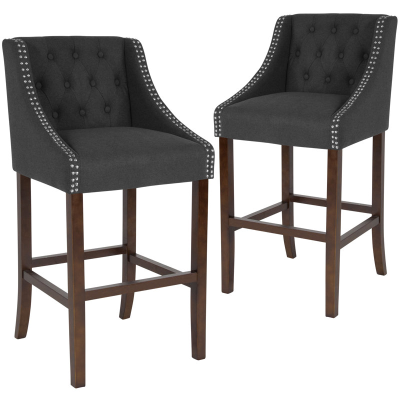 Desaria 30" Bar Stool, Light Grey, Bar Stool (30" Seat Height)