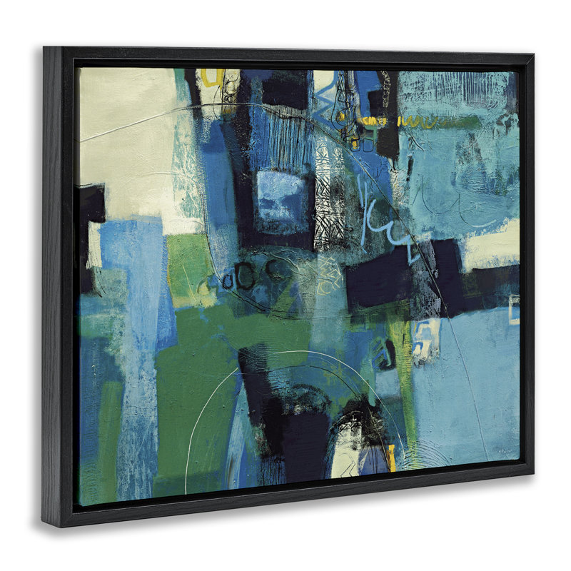 Cadre flottant abstrait Nelle Profondit, design par Maurizio Piovan, Cadre flottant noir de jais, H 17 po x l 21 po