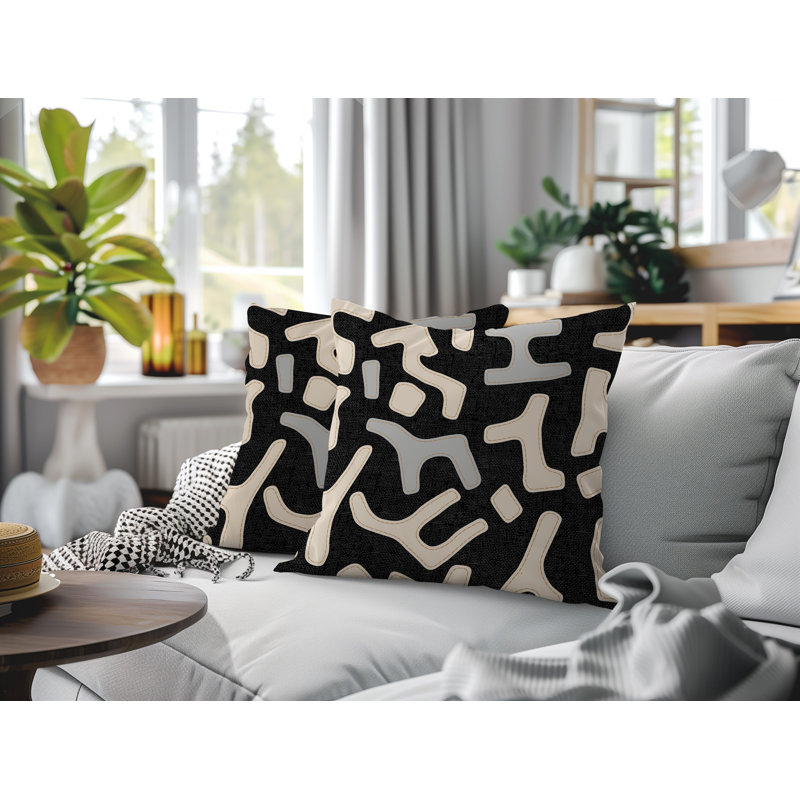 Coussin intérieur / extérieur 2 ensembles Mai, Gris, 18 x 18
