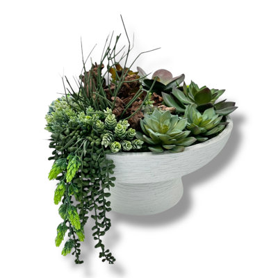 Vase piédestal circulaire en bois blanc cassé