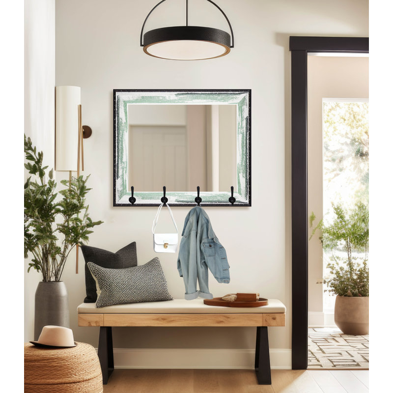 Veyron Solid Wood Flat Wall Mirror, Seafoam