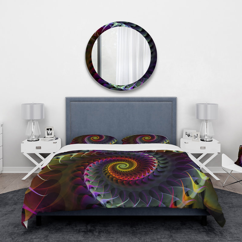 Ensemble de housse de couette Spiral Fractal Geometric II - Microfibre polyester