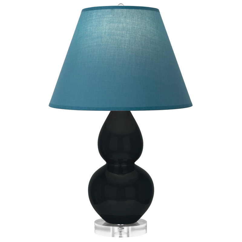 Petite lampe d'appoint à double gourde, Obsidienne, Bleu vif / gris