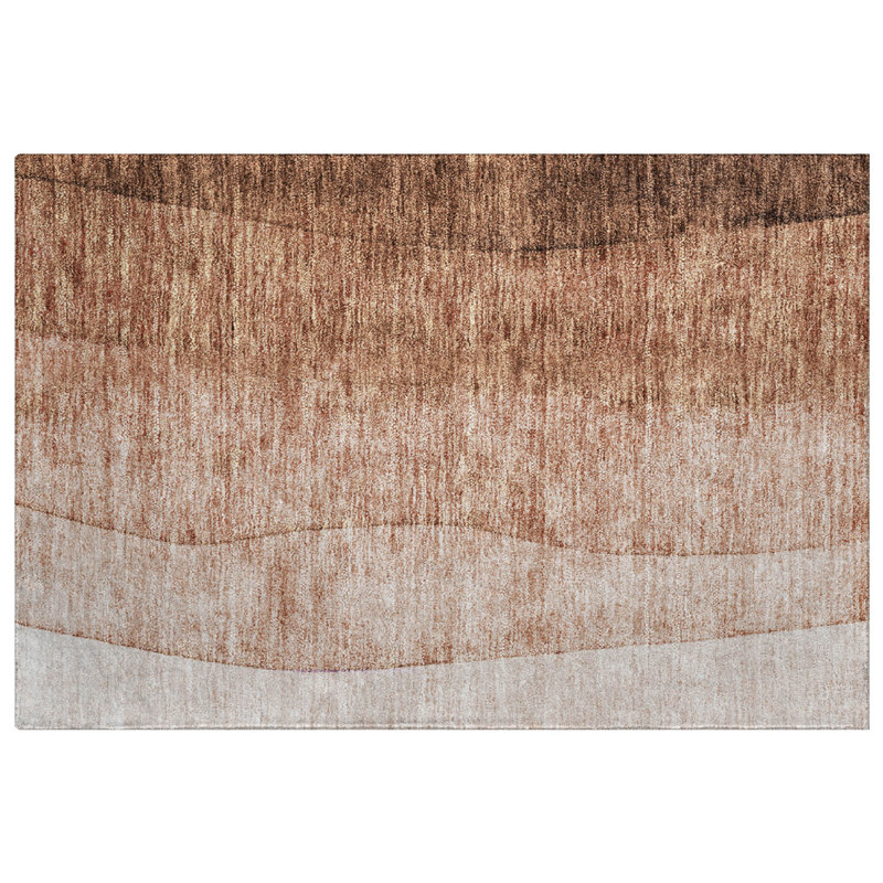 Tapis dégradé Premium à poils longs lavable à la machine ADS625, Brown, 2'6" x 3'10"