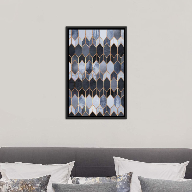 Vitrail IV par Elisabeth Fredriksson - impression, H 26 po x l 40 po x 1,5 po, Cadre noir vieilli