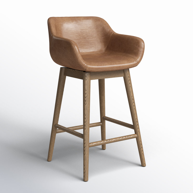 Hannah Swivel Stool, Counter Stool (26.5" Seat Height), Sonoma Chestnut/Genuine Leather, Amber Ash