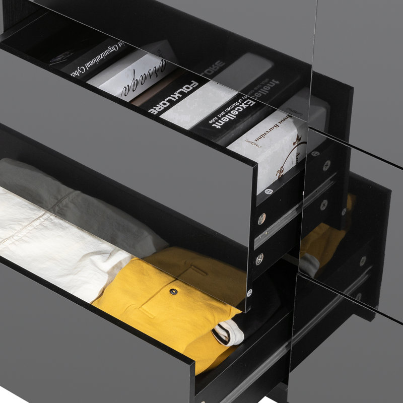 Commode 6 tiroirs avec lumière DEL Aylina, Noir