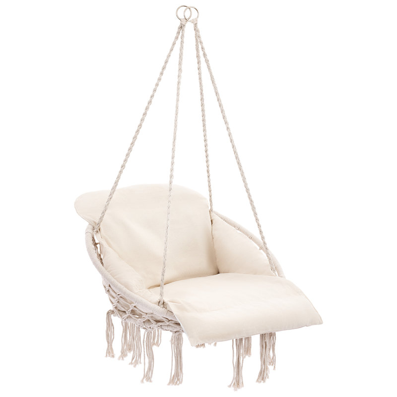 Chaise hamac simple Macrame avec coussin rembourré surdimensionné, intérieur et extérieur, balancelle, Noir