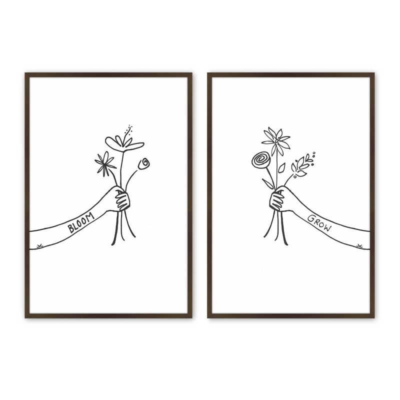 Ensemble de 2 impressions «Grow with love», 36 po x 24 po, Impression encadrée, Brun Belvinder