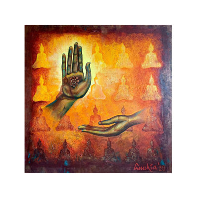 Abhaya Mudra Acrylic Art On Canvas | By Anukta Mukherjee Ghosh