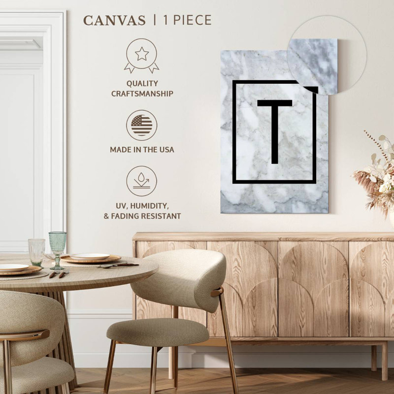 Marble T Monogram, 51" H x 34" W