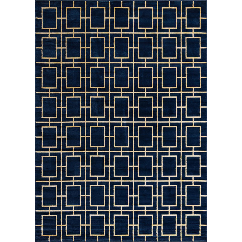 Tapis bleu marine Corando, Rectangle 10 pi x 14 pi 1 po