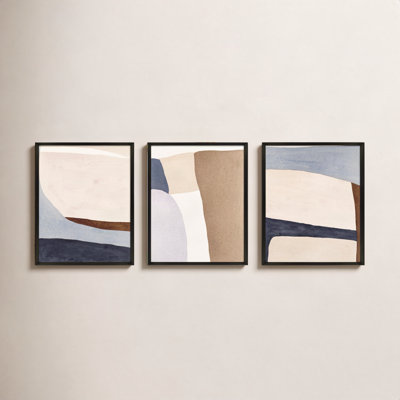 Divided By 3 In Blue By Julia Balfour - Picture Framed Wall Art Print