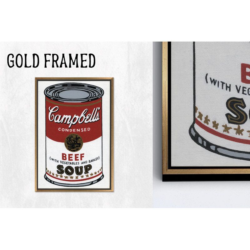 Décoration murale moderne pour la cuisine : Toile imprimée représentant des boîtes de soupe Campbell's, 1P, cadre doré