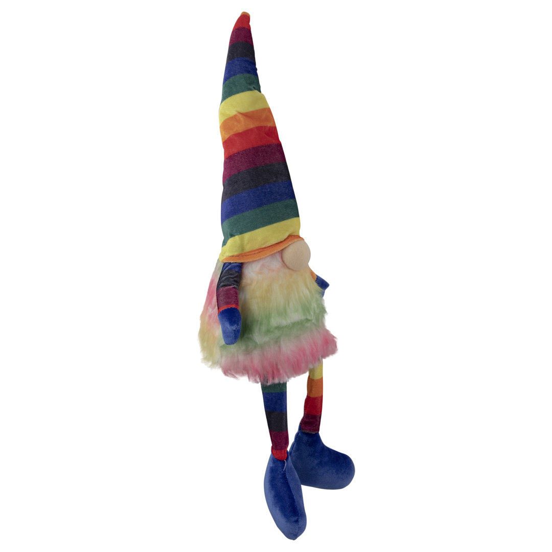 20" Bright Striped Rainbow Springtime Gnome with Dangling Legs Northlight Seasonal