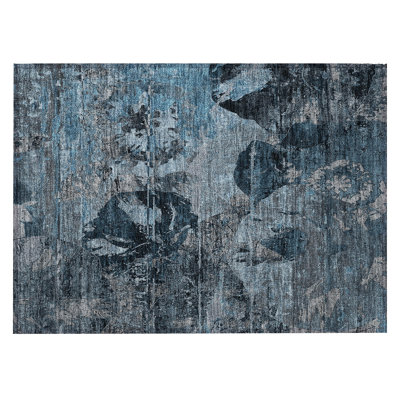 Tapis extérieur lavable antidérapant bleu et bleu foncé 2 pi x 3 pi