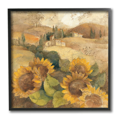Tournesols rétro jaune-brun doux d’Albena-impression d’art graphique