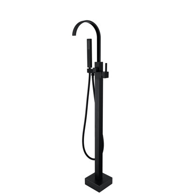 Freestanding Bathtub Faucet With Hand Shower, Quality Construction Modern Design In Black