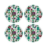 Jewel Box Emeralds Vegan Leather Round Beaded Placemat