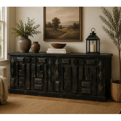 Rustic-Modern Solid Wood Sideboard, Cabinet - 91"