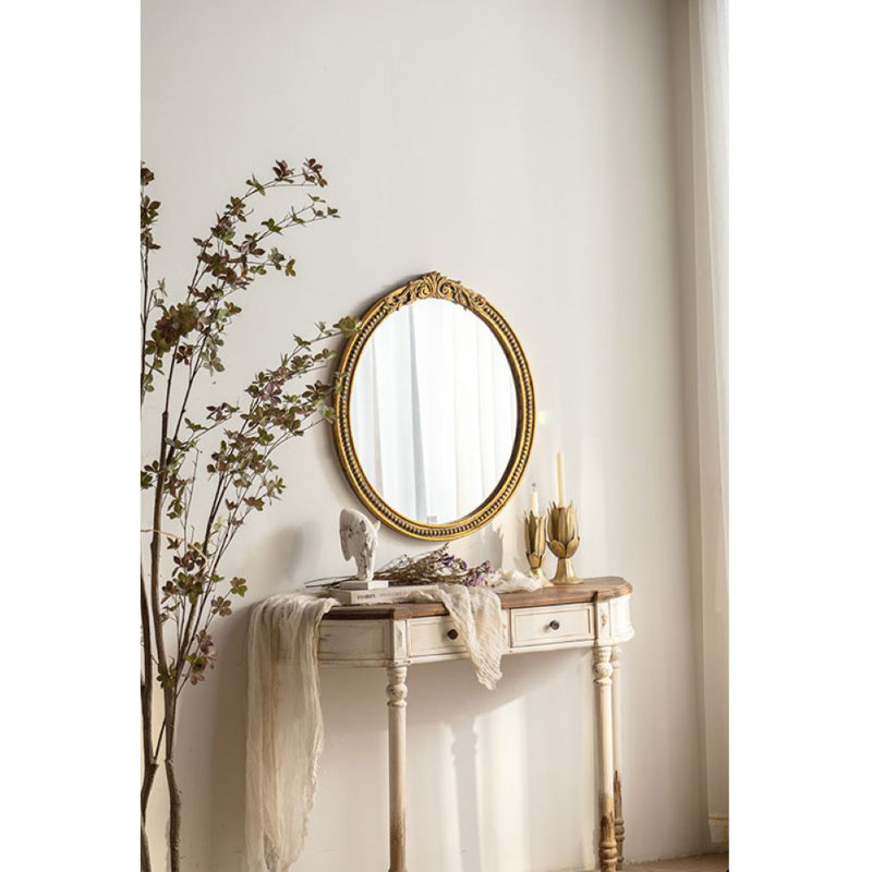 Solid Wood Frame Oval Mirror