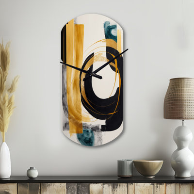Moderne vert art déco III - horloge cylindrique transitionnelle en métal, horloge murale asymétrique moderne