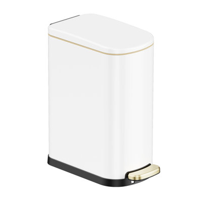Ksskss 2.6 Gallon Slim Stainless Steel Step On Bathroom Trash Can With Soft-close Lid,removable Liner Bucket,includes 60 Trash Bags,wastebasket For Narrow Spaces,toilet,rv,bedroom,home,office