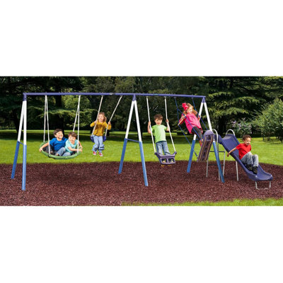 Ensemble de balançoire XD de loisirs G Series Surf N Swingin Plus avec balançoire arc-en-ciel à DEL, bleu