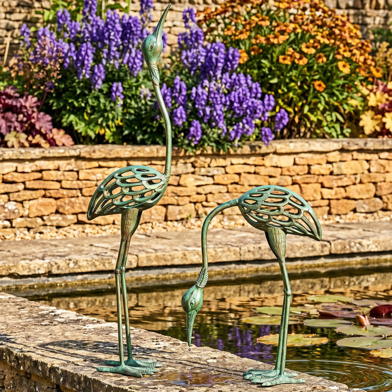 Ensemble de 2 grues de jardin Kinard, Vert