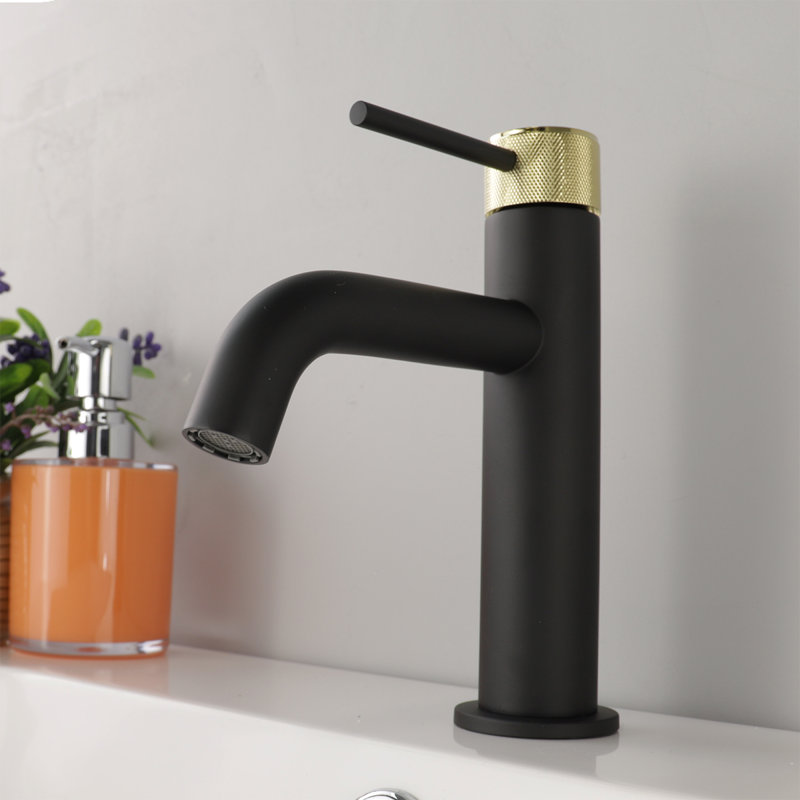 Robinet de salle de bain monotrou Louth, Noir mat / or brossé