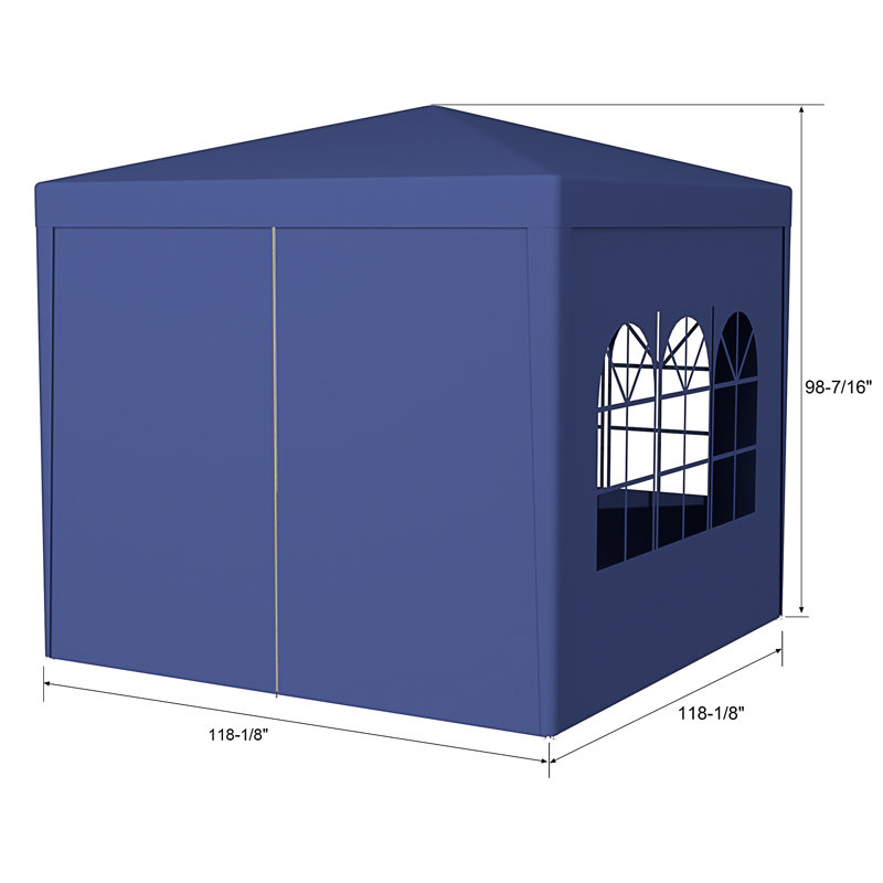 10'X10' Party Tent Outdoor Heavy Duty Gazebo Wedding Canopy + 4 Removable Walls, Blue