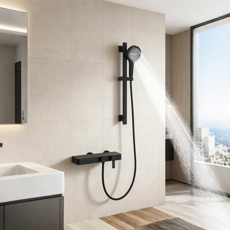 2 Function Complete Shower System with Slide Bar 2.1 GPM, Matte Black