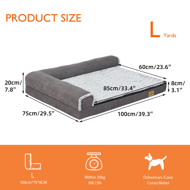 Ross Orthopedic Pet Bed, 20cm H x 100cm W x 75cm D