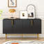 Élégant buffet noir avec 4 portes. Poignées en métal doré. Buffet pour différentes pièces. Panneau de particules et matériau. Capacité de charge de 165 livres. Tablettes intérieures réglables. Facile à nettoyer.