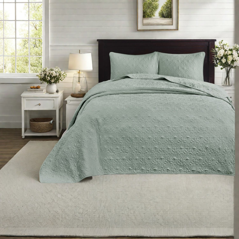 Ensembles de literie en coton confortables, courtepointe réversible de style écume de mer, simple / simple TG pour la maison