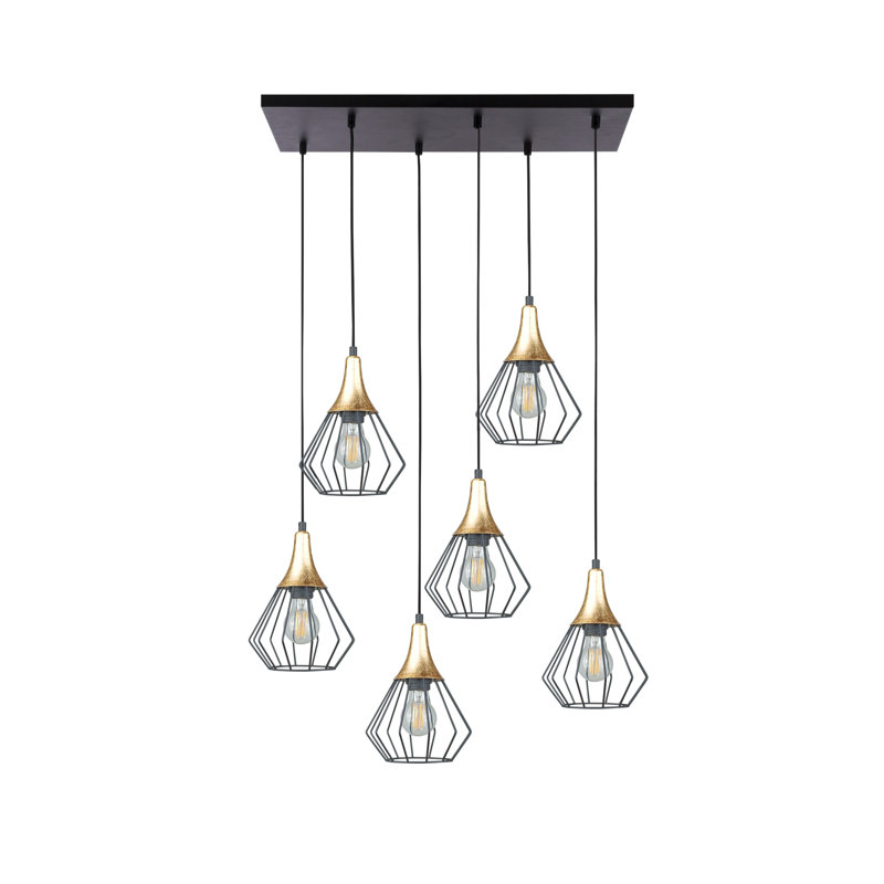 Bejkush 6 - Light Caged Pendant, Black/Gold