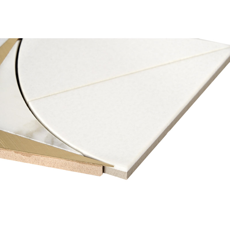 Larvotto 8.3 in. x 11.65 in. Polished Marble and Brass Mosaic Wall Tile (0.67 Sq. Ft. / Sheet), White