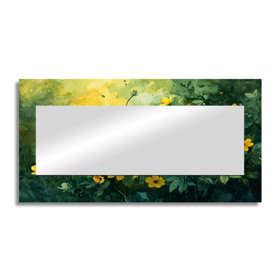 Summers Wildflowers In Greens And Yellows Tones I - Traditional Decorative Mirror Wall Art