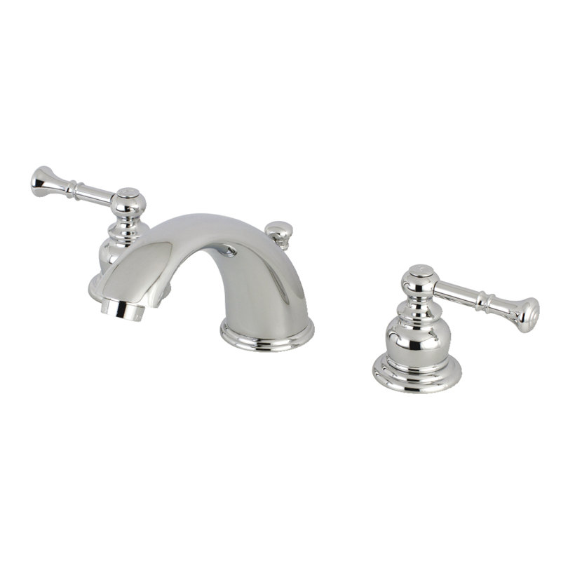 Kingston Brass Naples Two-Handle 3-Hole Deck Mount Widespread Bathroom Faucet with Retail Pop-Up Drain, Polished Chrome