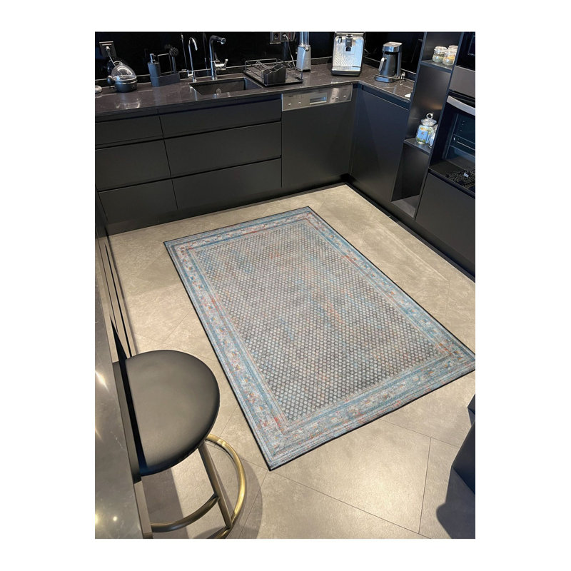 Tapis tissé multicolore à motifs géométriques modernes, Sous-tapis carré 3 pi 3 po inclus
